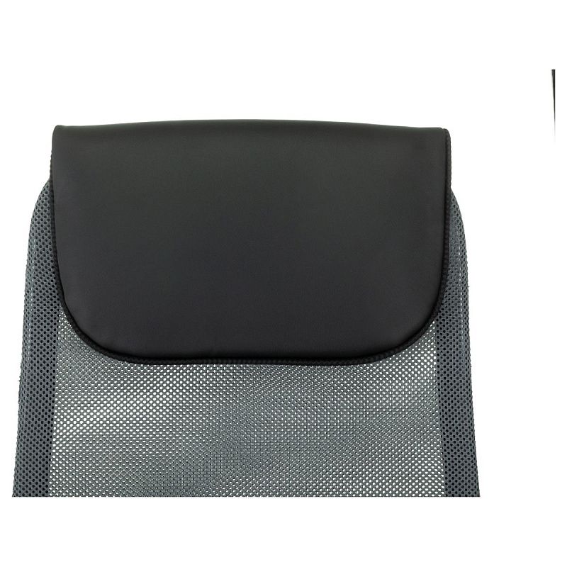 Кресло руководителя Helmi HL-E87, CH, спинка сетка серая/экокожа, сиденье ткань черная, хром, механизм качания