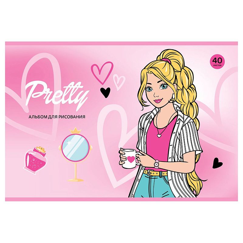 Альбом для рисования 40л., А4, на скрепке BG "Pretty Girls"