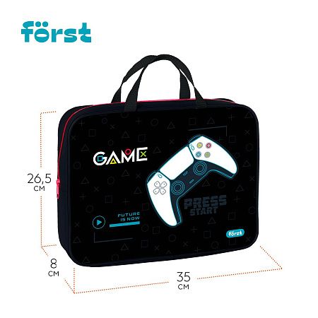 Папка текстильная с ручками 1 отделение, А4 Först "Game", 350*265*80мм, текстиль, на молнии 