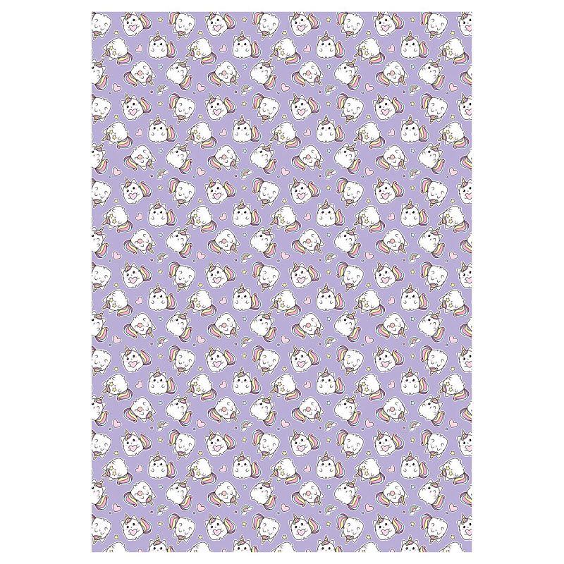 Упаковочная бумага глянц. 70*100см, MESHU "Unicorn", 80 г/м2, ассорти, 4 дизайна