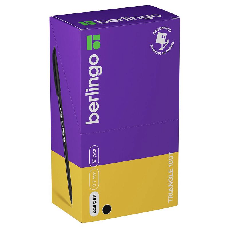 Ручка шариковая Berlingo "Triangle 100T" черная, 0,7мм, трехгран., игольчатый стержень 