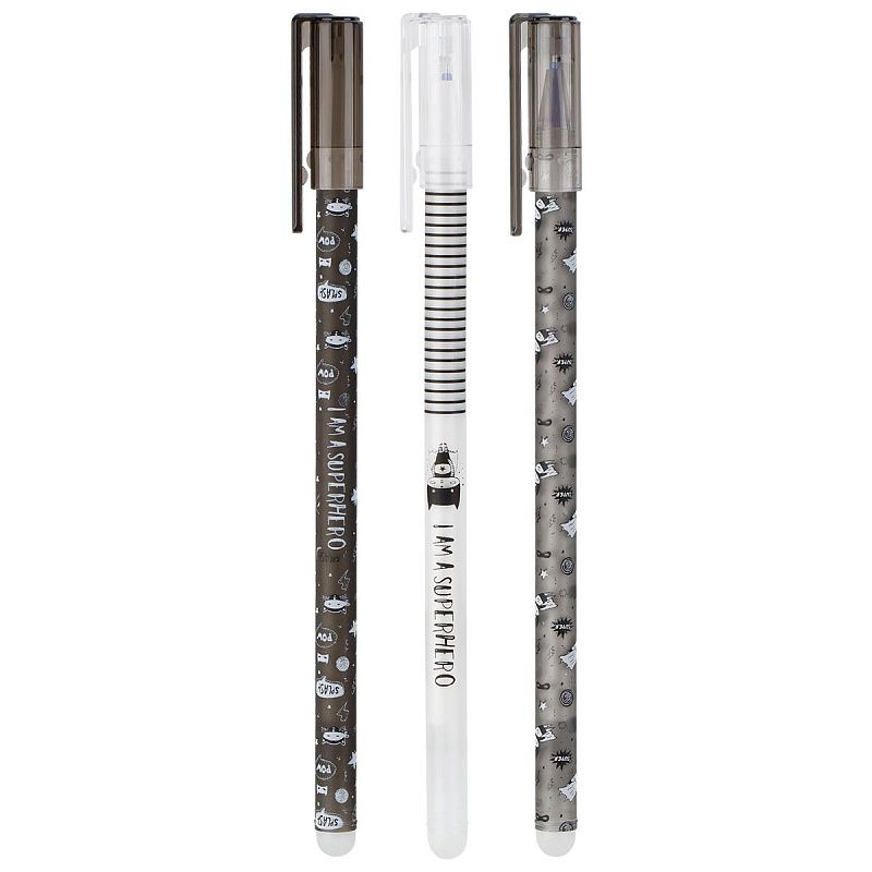 Ручка гелевая стираемая MESHU "Superhero" синяя, 0,5мм, корпус ассорти 