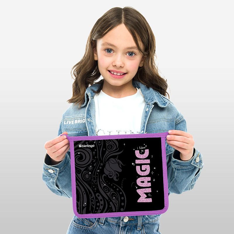 Папка для тетрадей 1 отделение, А5 Berlingo "Purple Magic", 240*205*40 мм, пластик, на молнии 