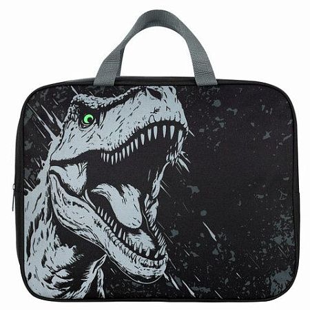 Папка на молнии с ручками BRAUBERG А4, 1 отделение, полиэстер, 80 мм, Scary dino, 273308 
