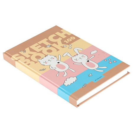Скетчбук 100л., А5 7БЦ BG "My love", матовая ламинация, выб. лак, 100г/м2