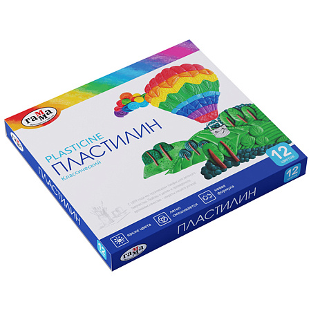 УЦЕНКА - Пластилин Гамма "Классический", 12 цветов, 240г, со стеком, картон. упаковка