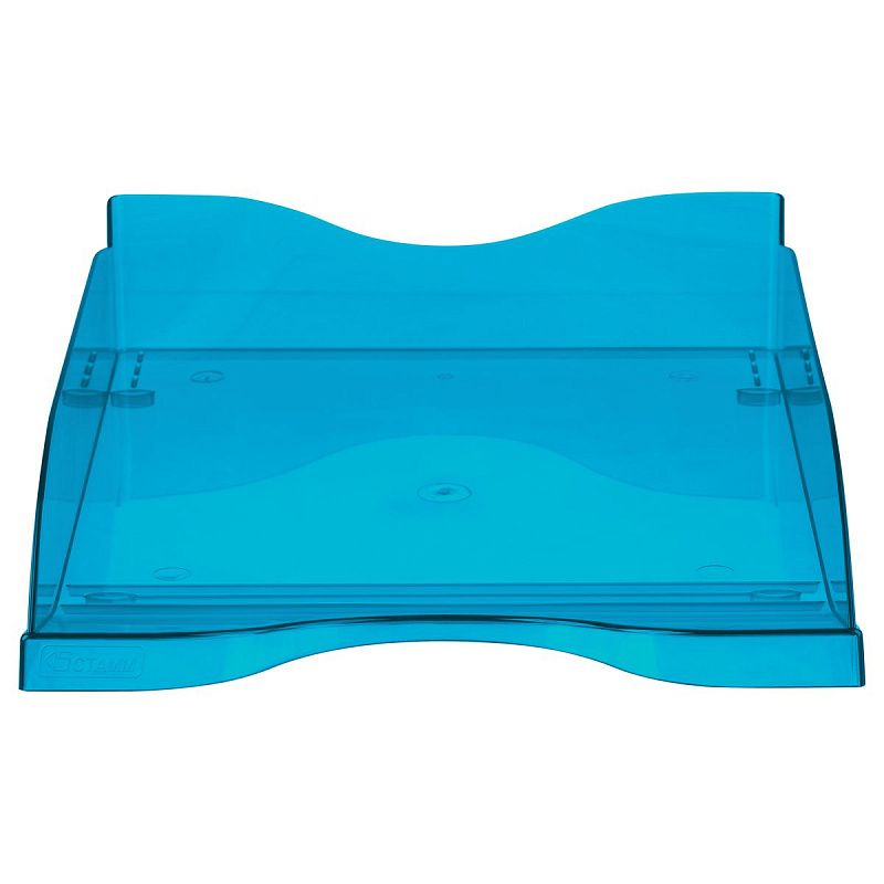 Лоток для бумаг горизонтальный СТАММ "Тропик", тонированный голубой