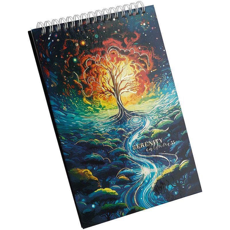 Блокнот А5 80л. на гребне BG "Сказочный мир", твердая обложка, глянцевая ламинация, тиснение фольгой