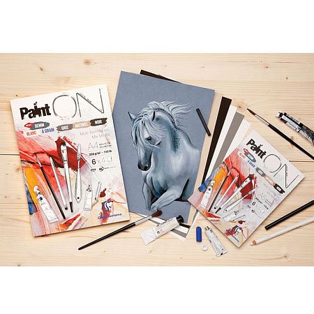 Скетчбук - альбом для смешанных техник 24л., А3 Clairefontaine "Paint ON", на склейке, 6 цветов, 250г/м2