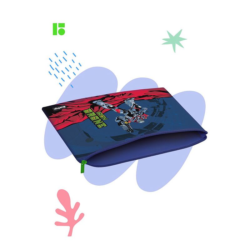 УЦЕНКА - Папка текстильная 1 отделение, А5 Berlingo "Iron drone", 255*205мм, полиэстер, на молнии (осн 352007) 