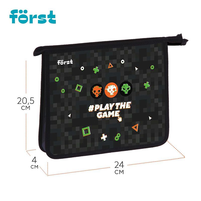 Папка для тетрадей 1 отделение, А5 Först "Play the game" , 240*205*40 мм, пластик, на молнии 