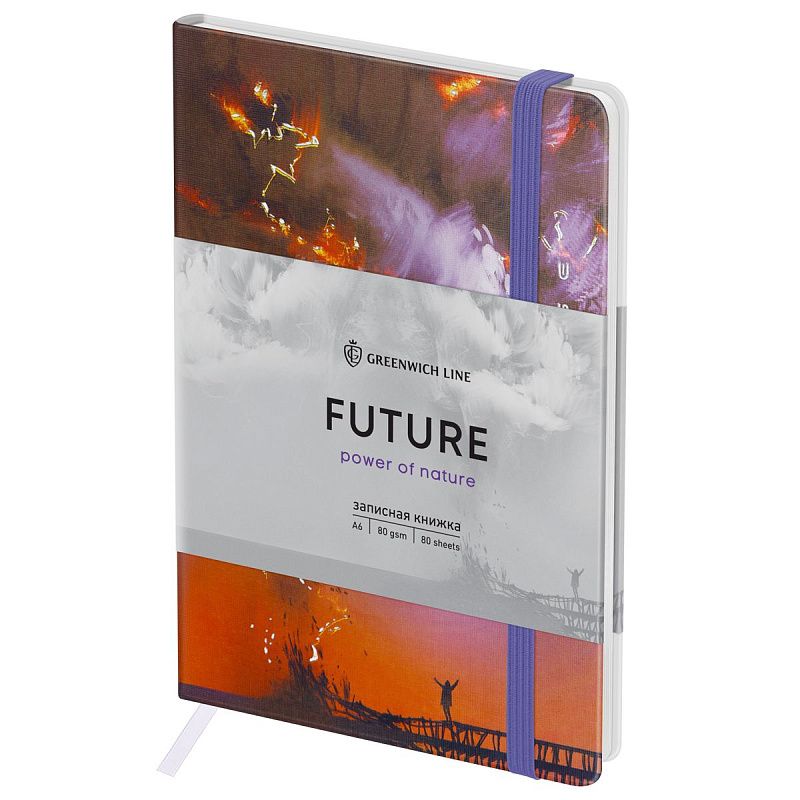 Записная книжка А6 80л. ЛАЙТ, кожзам, Greenwich Line "Power of nature", с резинкой, тиснение фольгой, блок в клетку