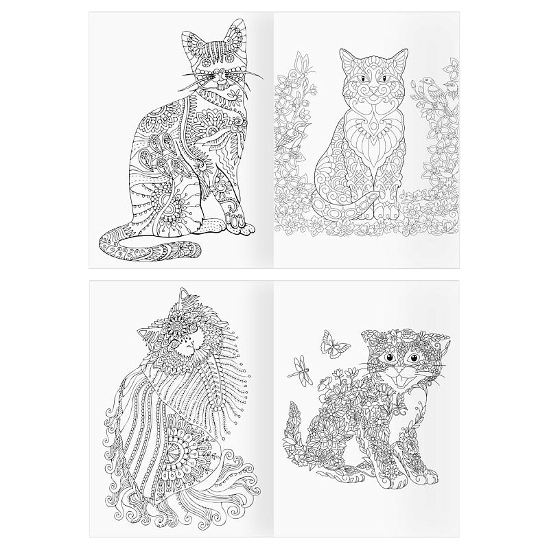 Раскраска А4 ТРИ СОВЫ "Антистресс. Мир кошек", 16стр.