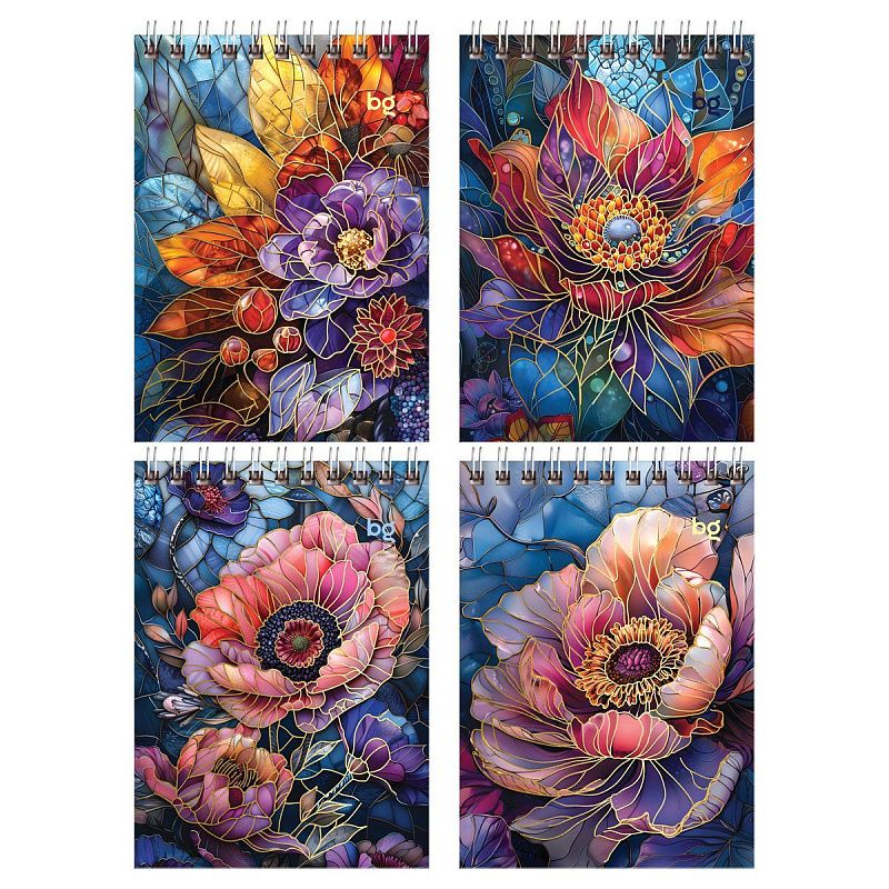 Блокнот А6 80л. на гребне BG "Витраж", глянцевая ламинация, тиснение фольгой, твердая обложка