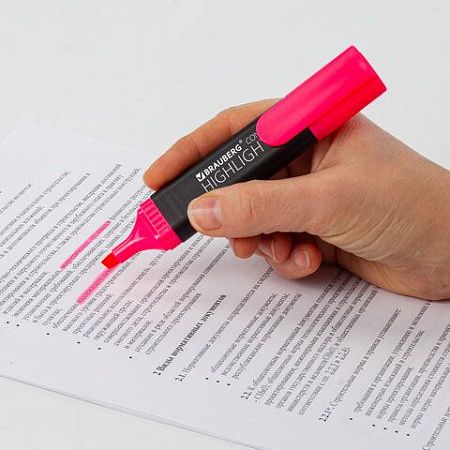 Текстовыделитель BRAUBERG "Contract", РОЗОВЫЙ, линия 1-5 мм, 150392 