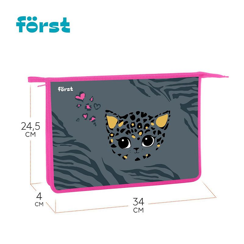 Папка для тетрадей 1 отделение, А4 Först "Little leo", 340*245*40мм, пластик, на молнии 