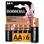 Батарейки КОМПЛЕКТ 6шт, DURACELL Basic ОРИГИНАЛ, АА (LR6,15А), алкалиновые, пальчиковые, Б0014859