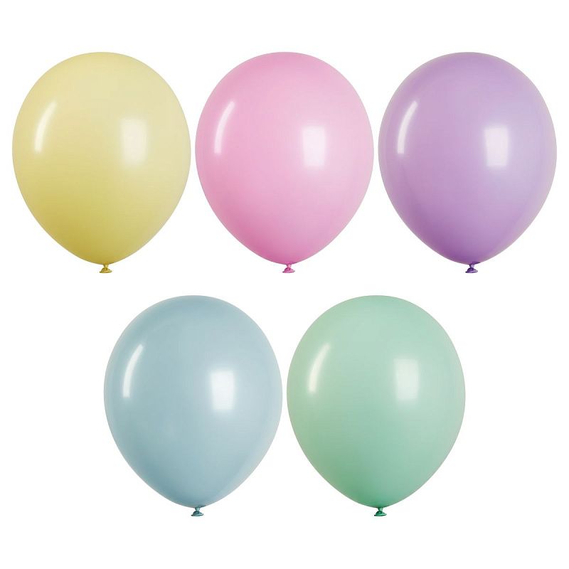 Воздушные шары,  10шт., М12/30см, MESHU "Macaroons", пастель, 5 цветов ассорти