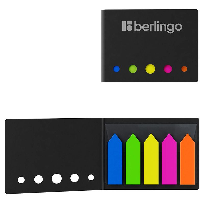Флажки-закладки Berlingo, 42*12мм, стрелки, 25л*5 неоновых цветов, в картонной книжке, европодвес