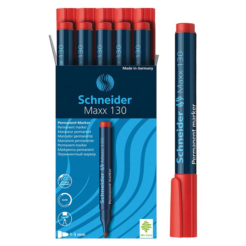 Маркер перманентный Schneider "Maxx 130" красный, пулевидный, 3мм 