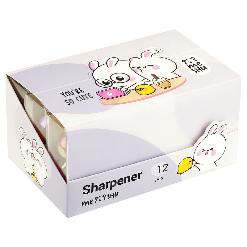 Точилка пластиковая MESHU "Cute rabbit", 1 отверстие, ассорти 