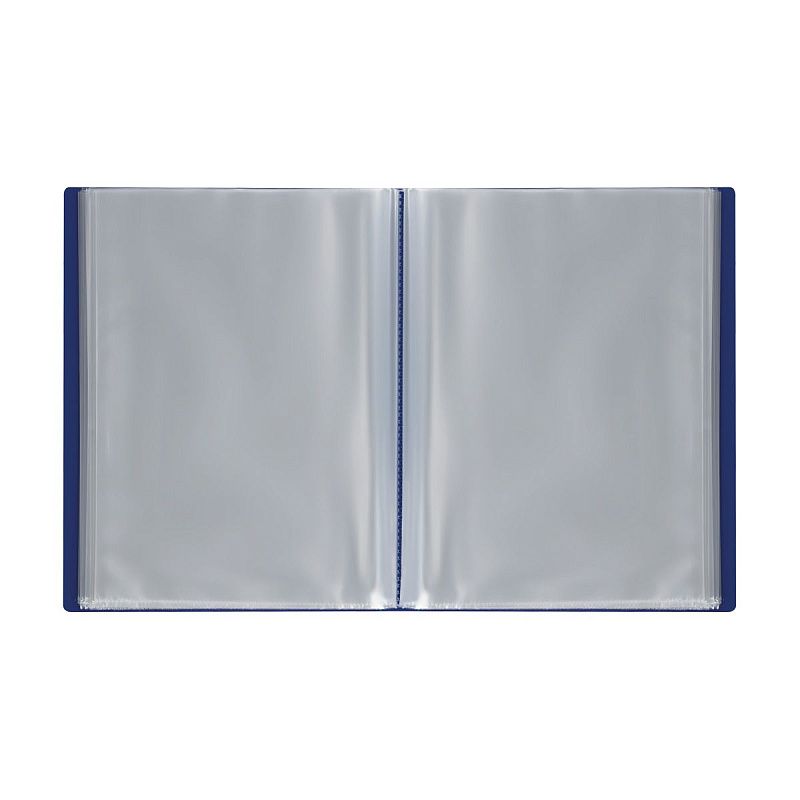 Папка со 100 вкладышами СТАММ А4, 30мм, 600мкм, пластик, синяя 