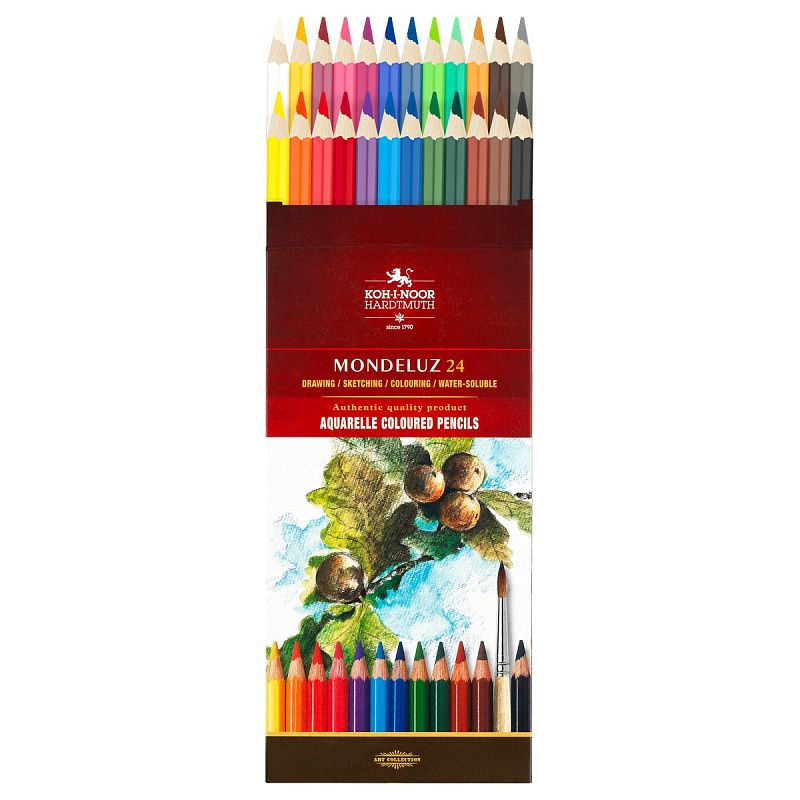 Карандаши акварельные Koh-I-Noor "Mondeluz", 24цв., заточен., картон, европодвес