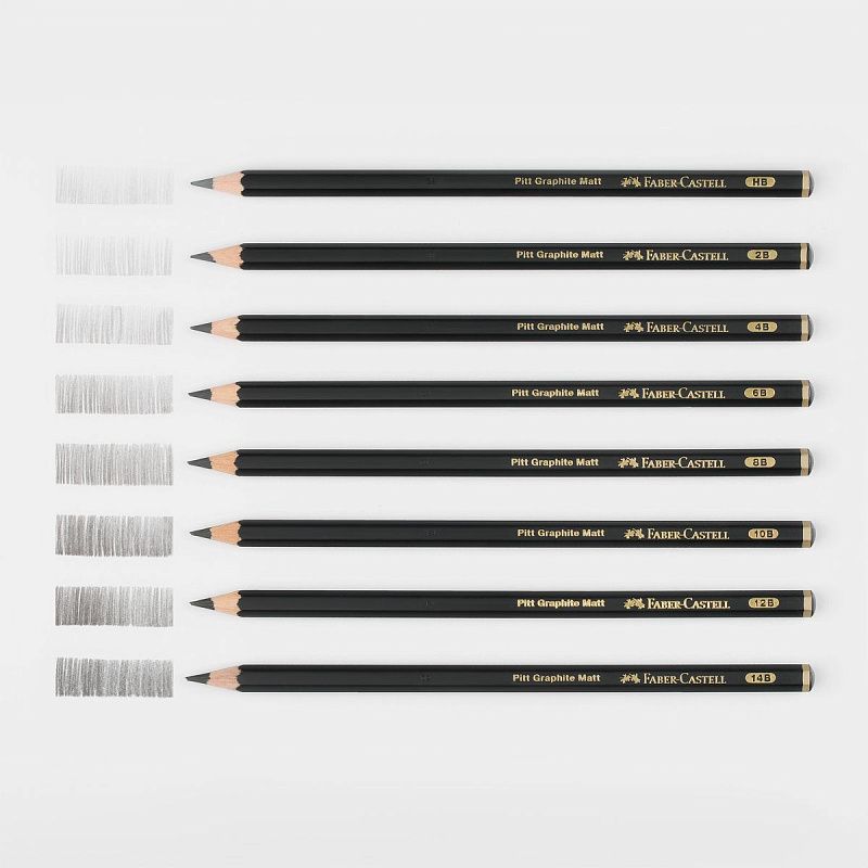 Набор карандашей ч/г матовых Faber-Castell "Pitt Graphite Matt" HB, 2B, 4B, 6B, 8B, 10B, 12B, 14B, заточ, ластик, метал.точилка, растушевка, метал.кор