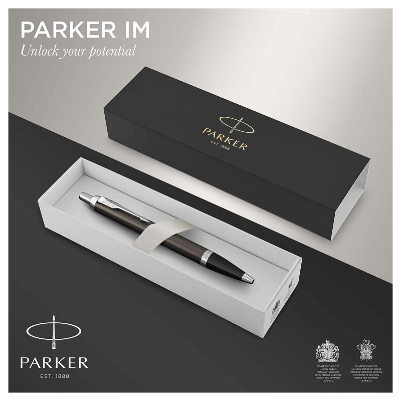 Ручка шариковая Parker "IM Dark Expresso CT" синяя, 1,0мм, кнопочн., подарочная упаковка 