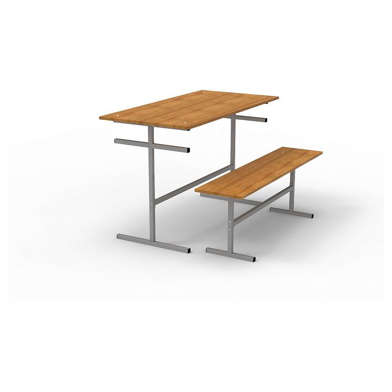 Стол обеденный под скамью Титан ССТ, 6-местный, 1500*600*760, каркас серый, столешница ЛДСП бук (ПОД ЗАКАЗ)