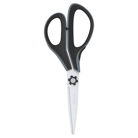 Ножницы Berlingo "Easycut 350", 15см, серые, эргономичные ручки, мягкие вставки, европодвес