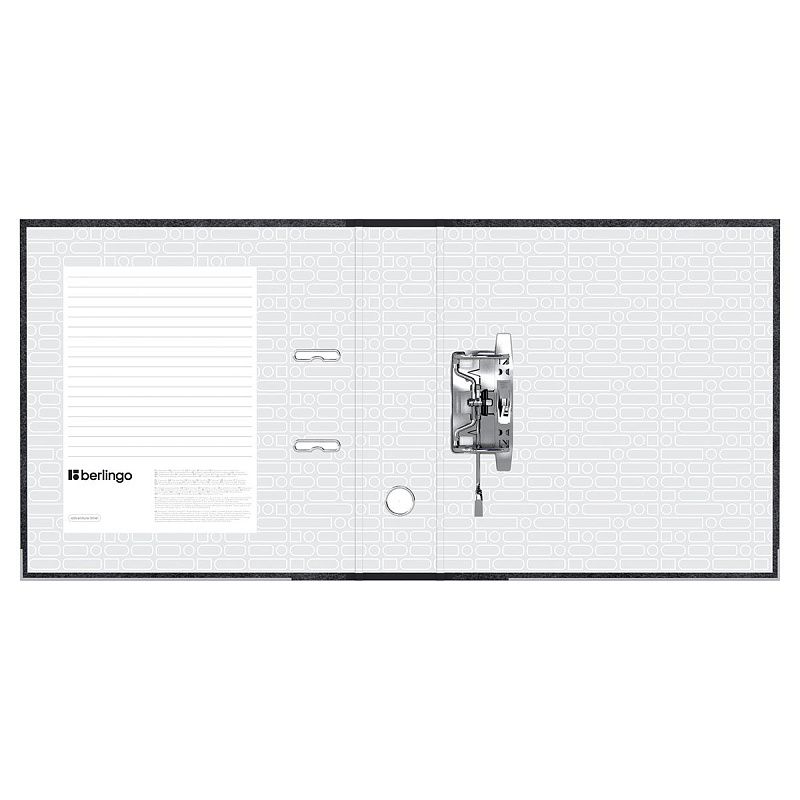 Папка-регистратор Berlingo "Hyper", 80мм, мрамор, с карм. на корешке, нижний метал. кант, черная 