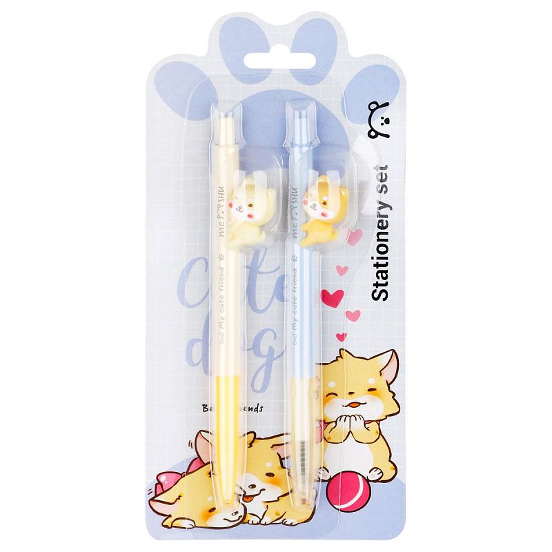 Набор MESHU автоматическая ручка + автоматический карандаш "Cute dog", с топпером, блистер 