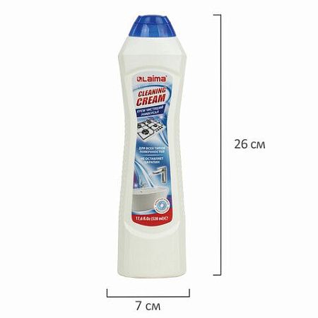 Чистящее средство универсальное крем 520 мл, LAIMA "White fresh", 608659 