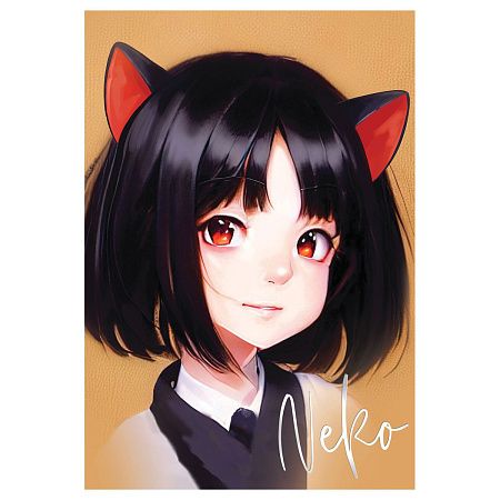 Блокнот А6 40л. на отрывной склейке MESHU "Neko", матовая ламинация, тиснение фольгой