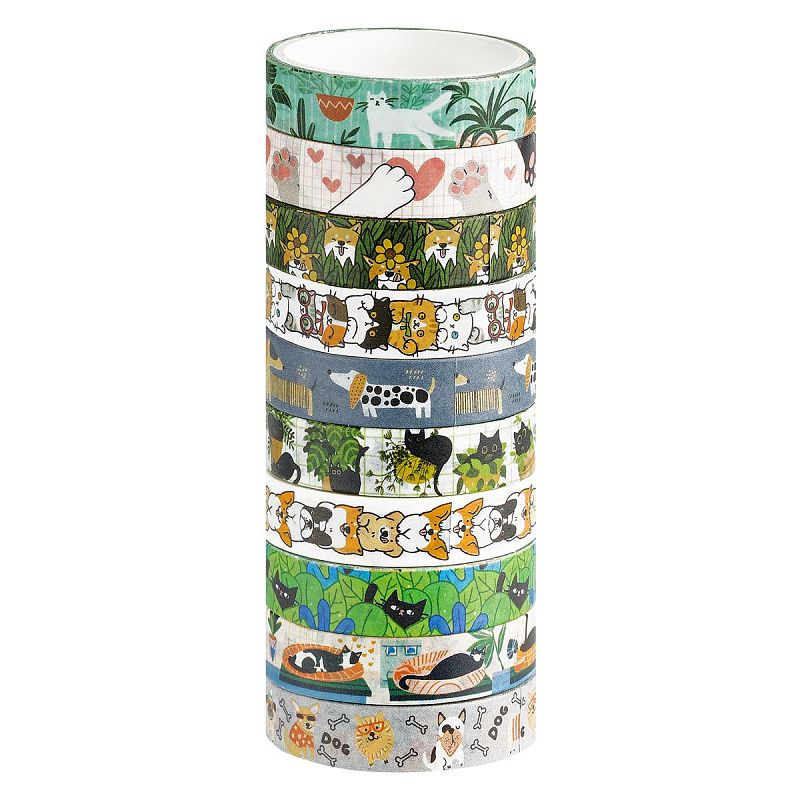 Набор клейких декоративных лент MESHU "Аnimals", 10шт, бумажный бокс