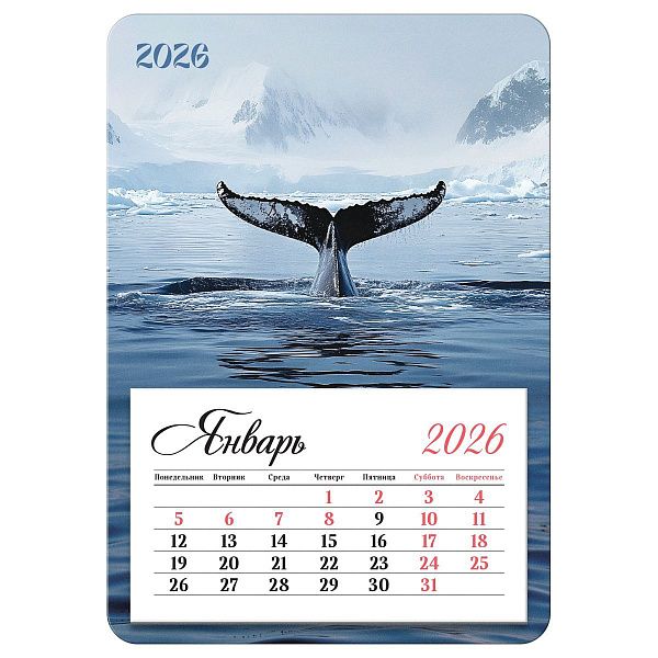 Календарь отрывной на магните, 95*135 мм склейка BG "Север", 2026г.