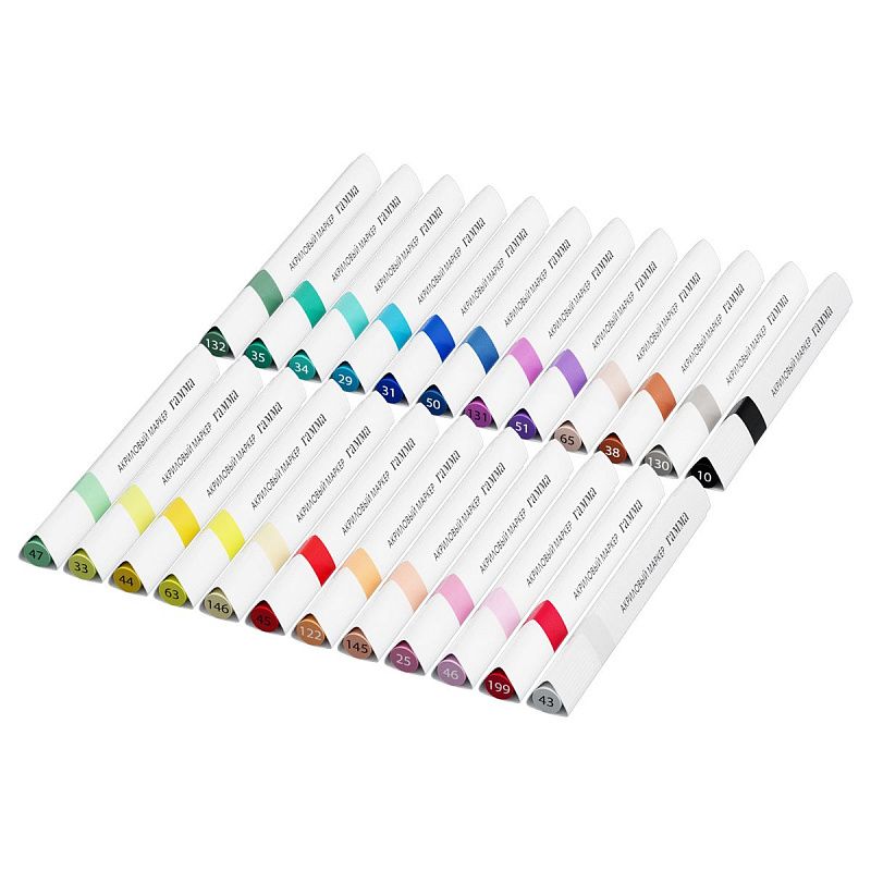 Маркеры акриловые Гамма "Классические", 24 цв., трехгран., пластик.бокс