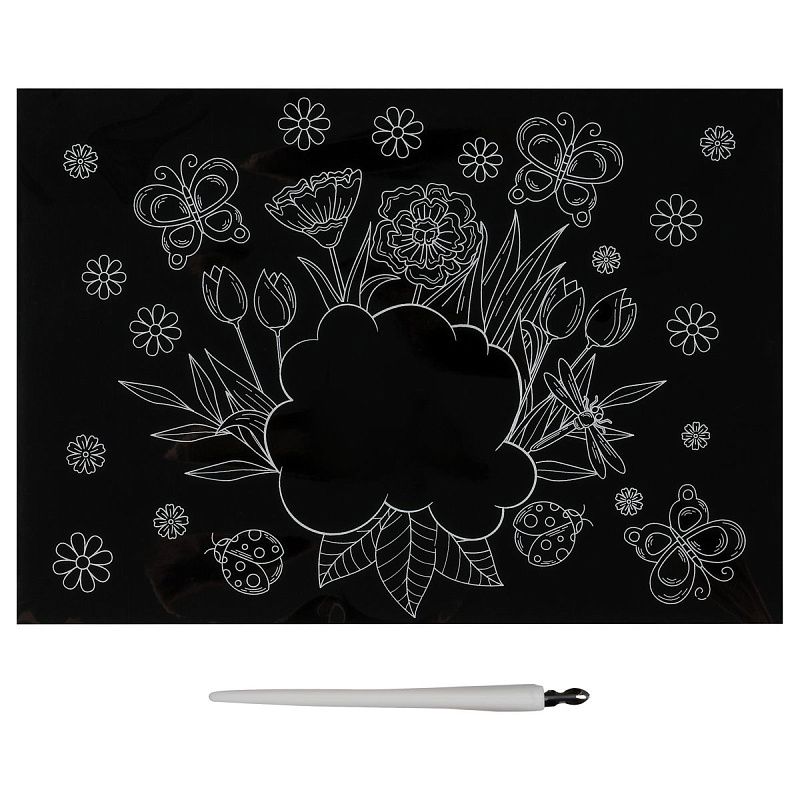 Гравюра с голографическим эффектом ТРИ СОВЫ "Открытка. Цветы", А5