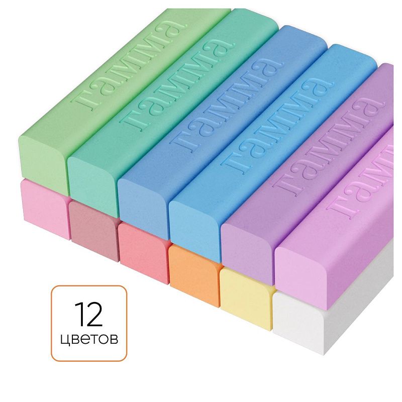 Мелки для асфальта Гамма "Мультики" цветные 24шт., квадратные, картонная коробка 