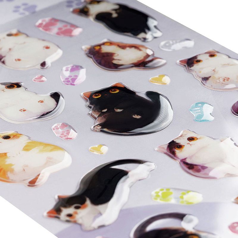 Наклейки гелевые MESHU  "Cute Cat" , 10*23см, инд. уп., европодвес