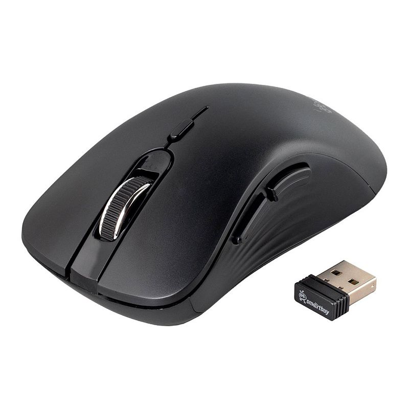 Мышь беспроводная Smartbuy 616AG, бесшумная работа кнопок, черный, 5btn+Roll