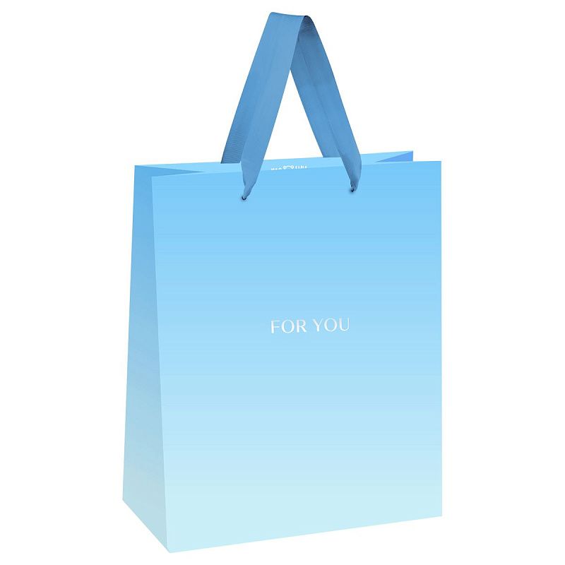 Пакет подарочный 18*23*10см MESHU "For you. Blue", фольга, матовая ламинация