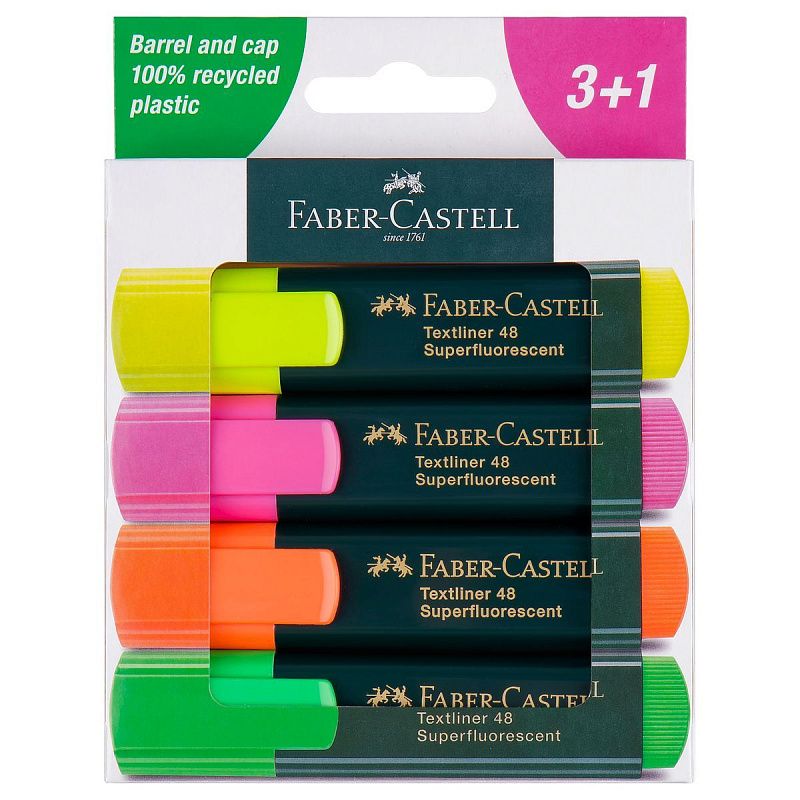 Набор текстовыделителей Faber-Castell "48" 04цв., 1-5мм, картон. уп.