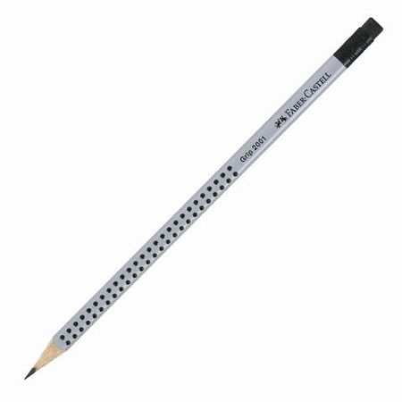 Карандаш чернографитный FABER-CASTELL, 1 шт., "Grip 2001", HB, трехгранный, с ластиком, 117200 