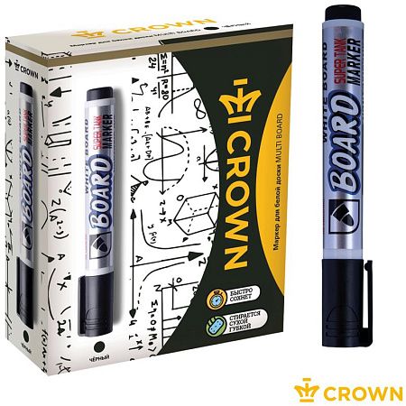 Маркер для белых досок Crown "Multi Board" черный, пулевидный, 3мм 
