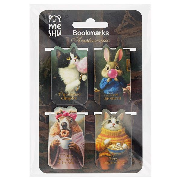 Закладки магнитные для книг, 4шт., MESHU "Aristocratic", матовая ламинация, фольга