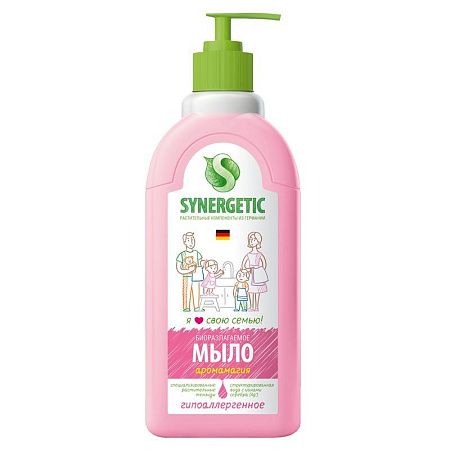Мыло жидкое Synergetic "Аромамагия", биоразлагаемое, с дозатором, 500мл 
