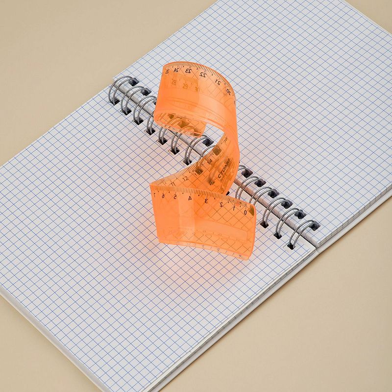 Линейка 30см СТАММ, пластиковая, гибкая, прозрачная, оранжевая, европодвес 