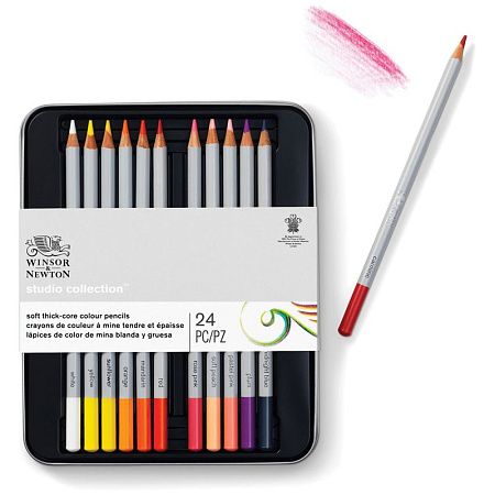 Набор цветных карандашей Winsor&Newton, 24цв., в метал коробке